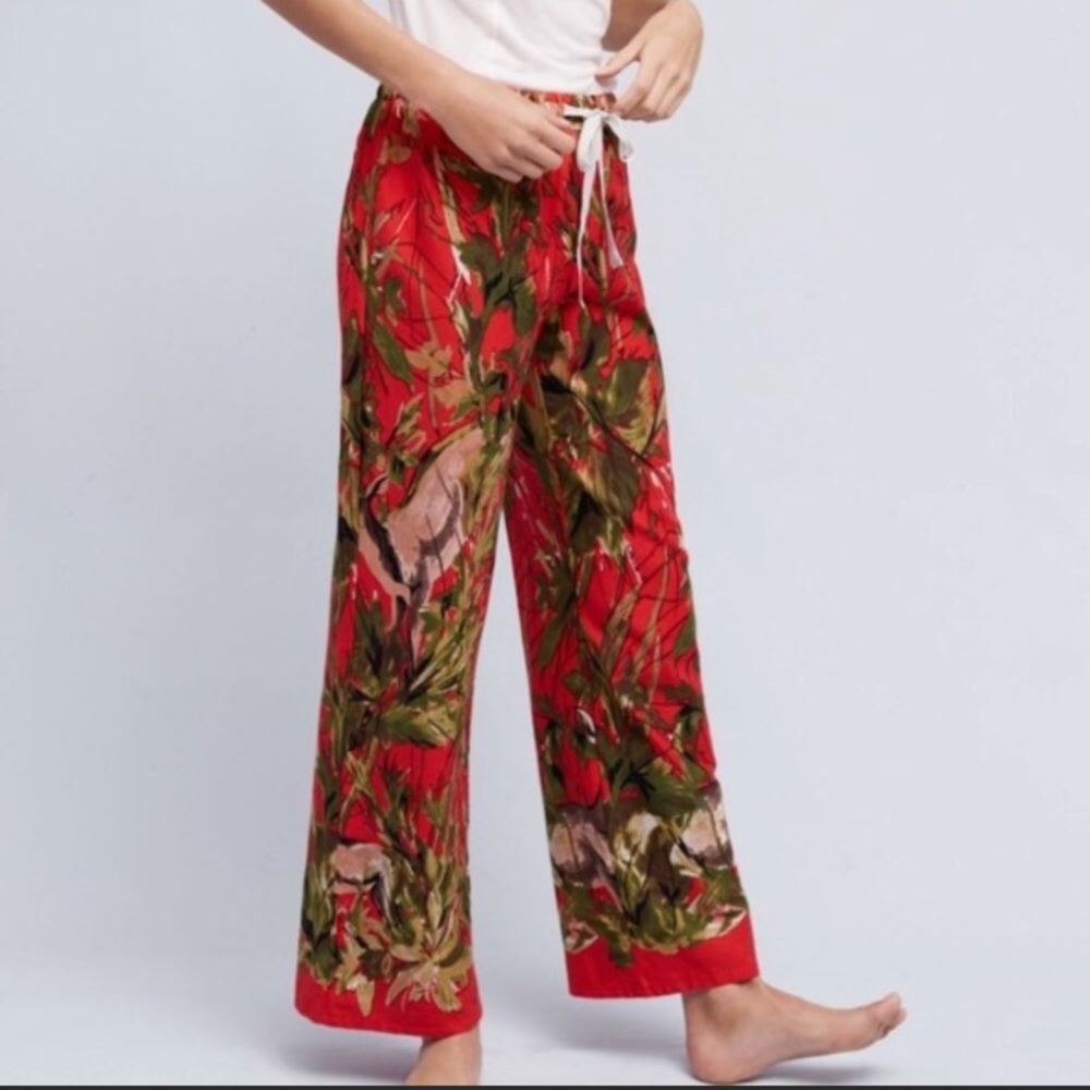 Anthropologie Lilka Doting Deer flannel pj pants
